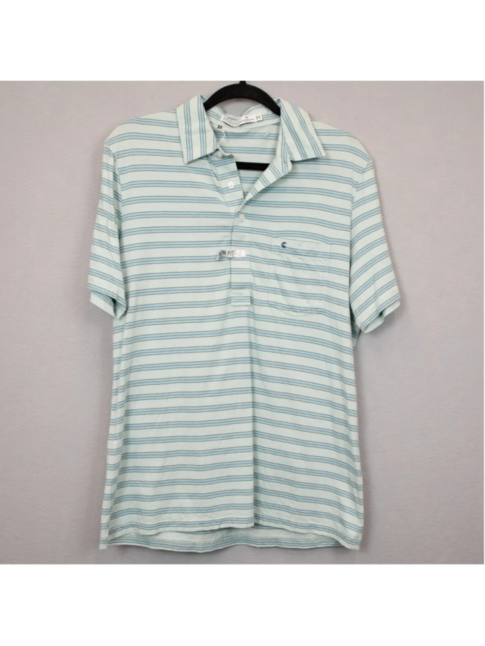 Criquet light blue stripe slim fit polo shirt-M